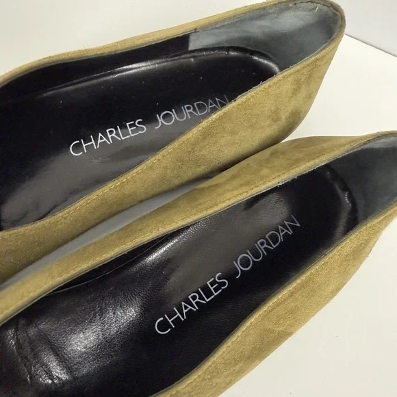 Vintage Charles Jourdan Suede Shoes Olive Green Needs TLC 7 1/2 M - Picture 8 of 10